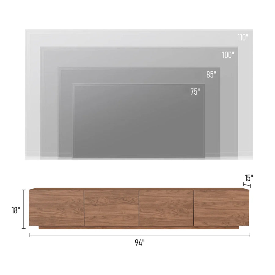 Virello 94.5" Modern TV Stand with 4 Storage Cabinets, image 3
