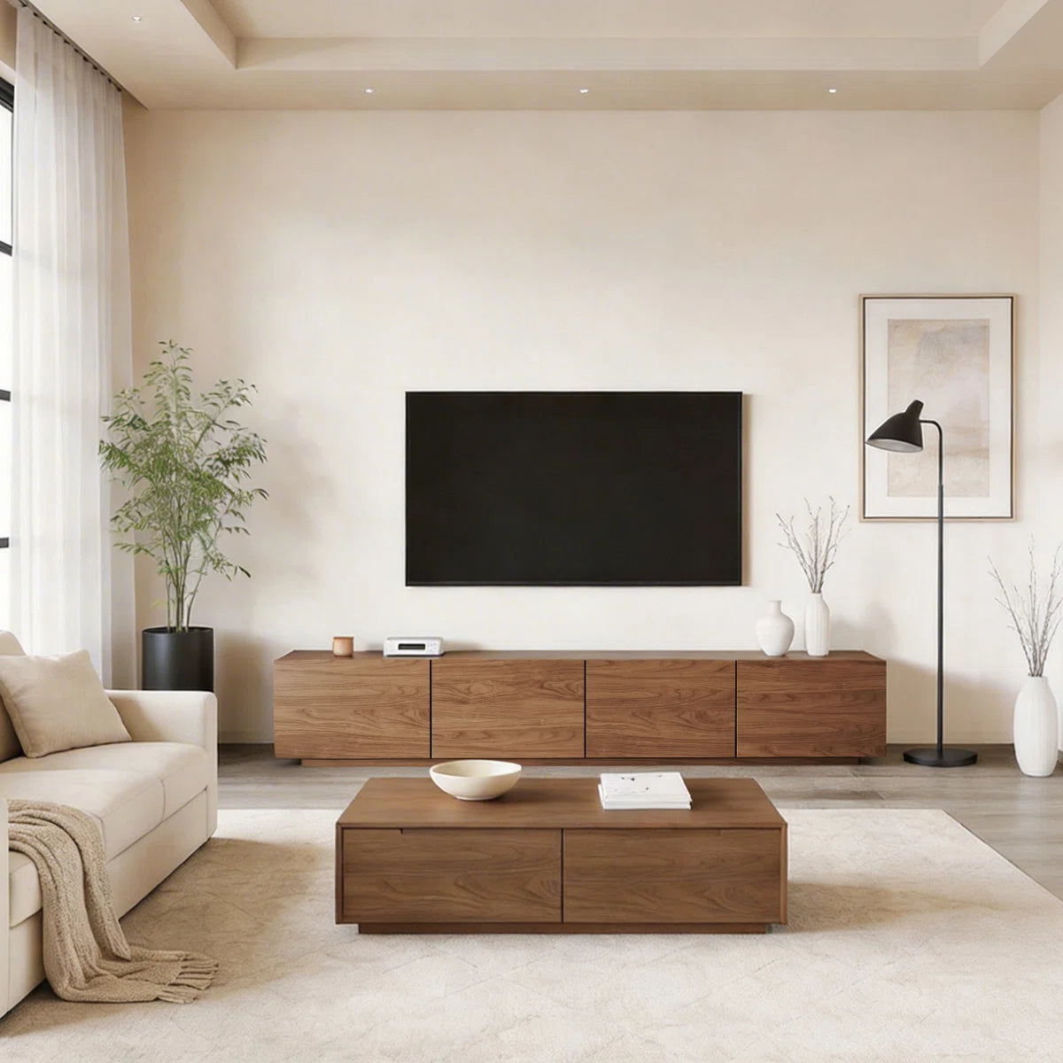 Virello 94.5" Modern TV Stand with 4 Storage Cabinets, image 5