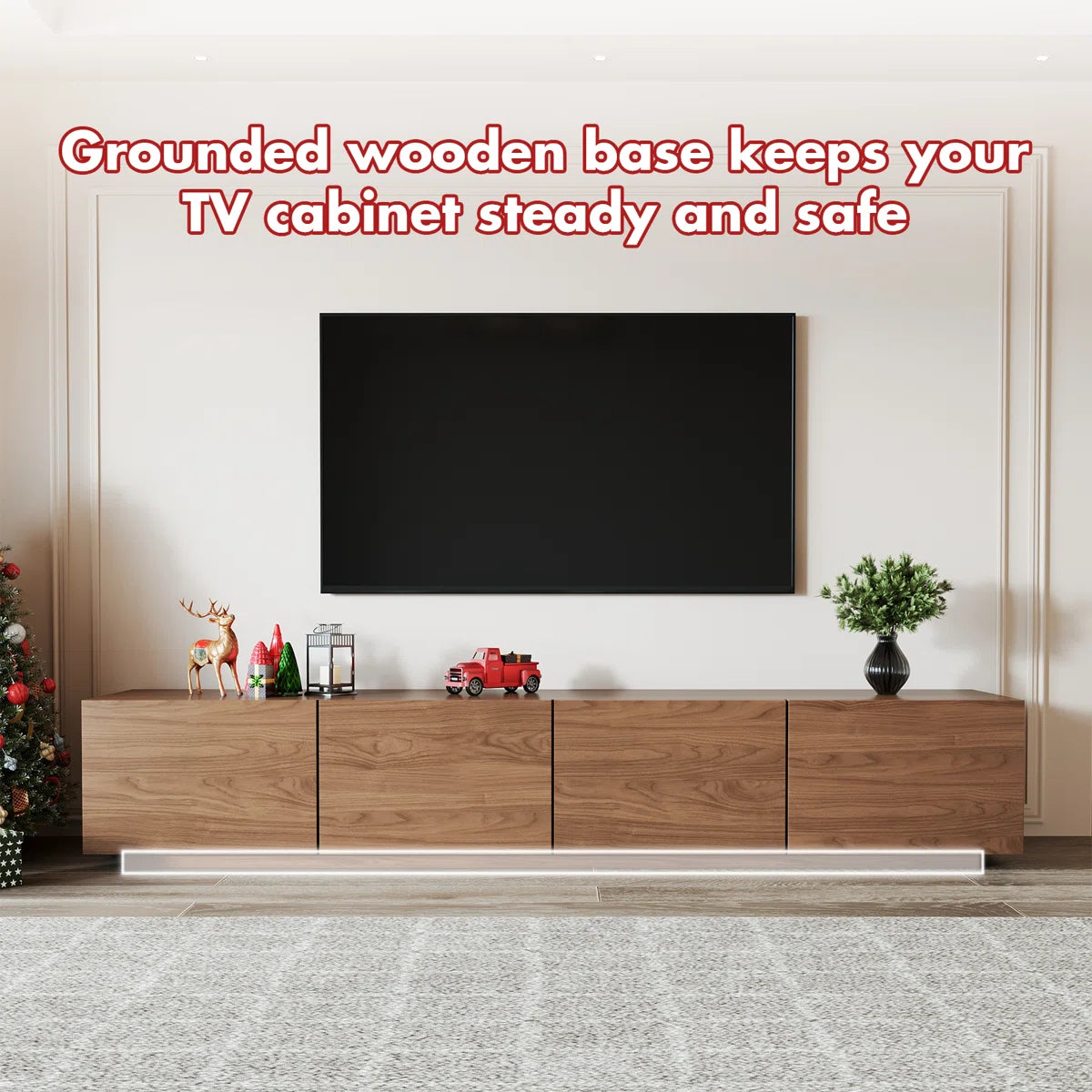 Virello 94.5" Modern TV Stand with 4 Storage Cabinets, image 10