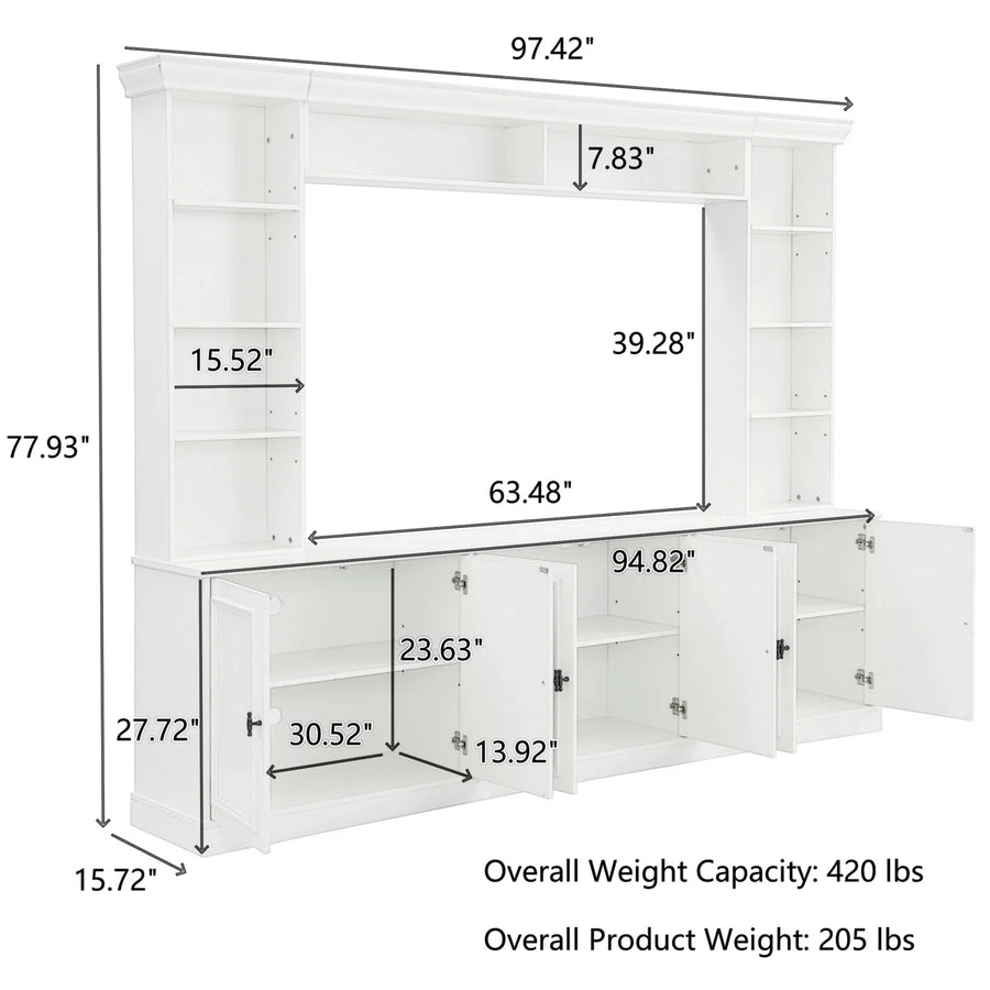 Caldris 97.4" Mid-Century 4-Piece Entertainment Center, image 10