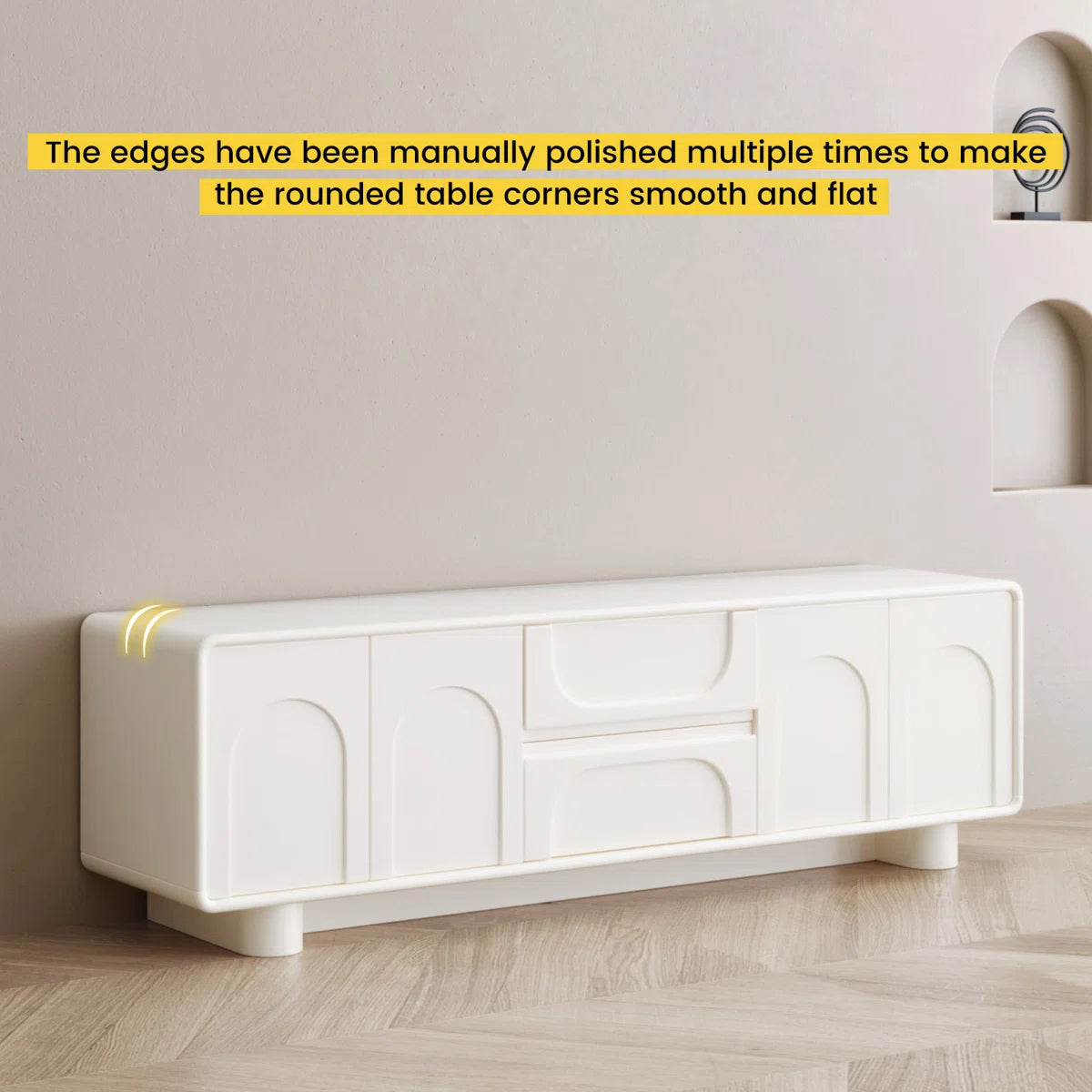 Modern Cream White TV Stand for up to 65" TVs,Entertainment Center for Living Room, image 3