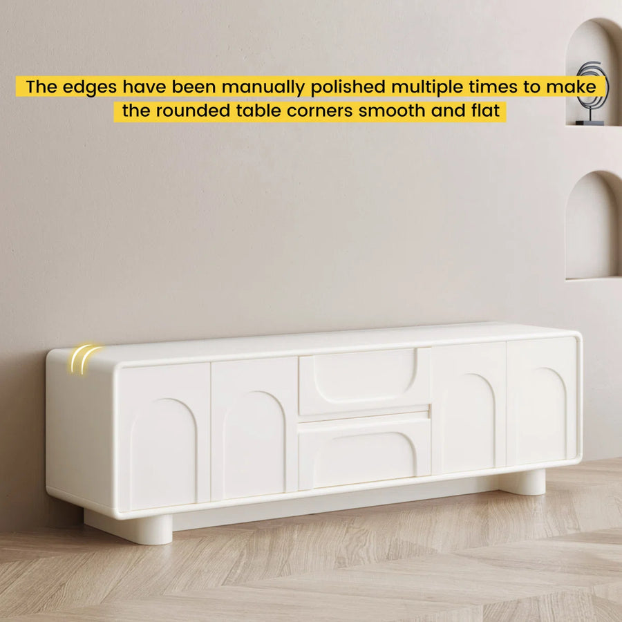 Modern Cream White TV Stand for up to 65" TVs,Entertainment Center for Living Room, image 3