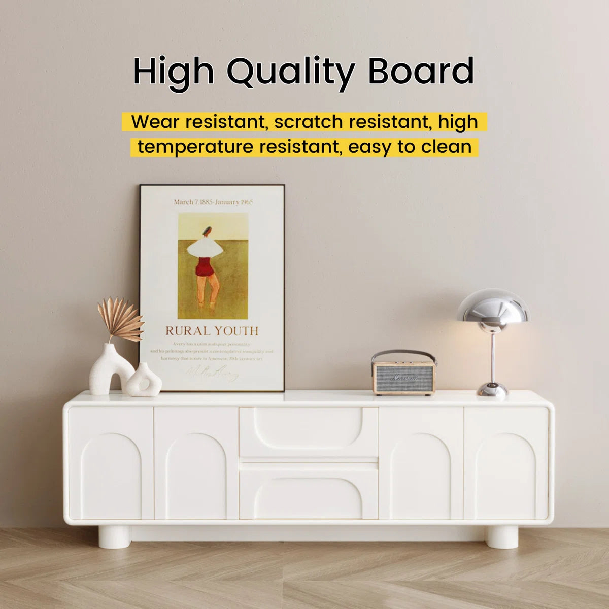 Modern Cream White TV Stand for up to 65" TVs,Entertainment Center for Living Room, image 8