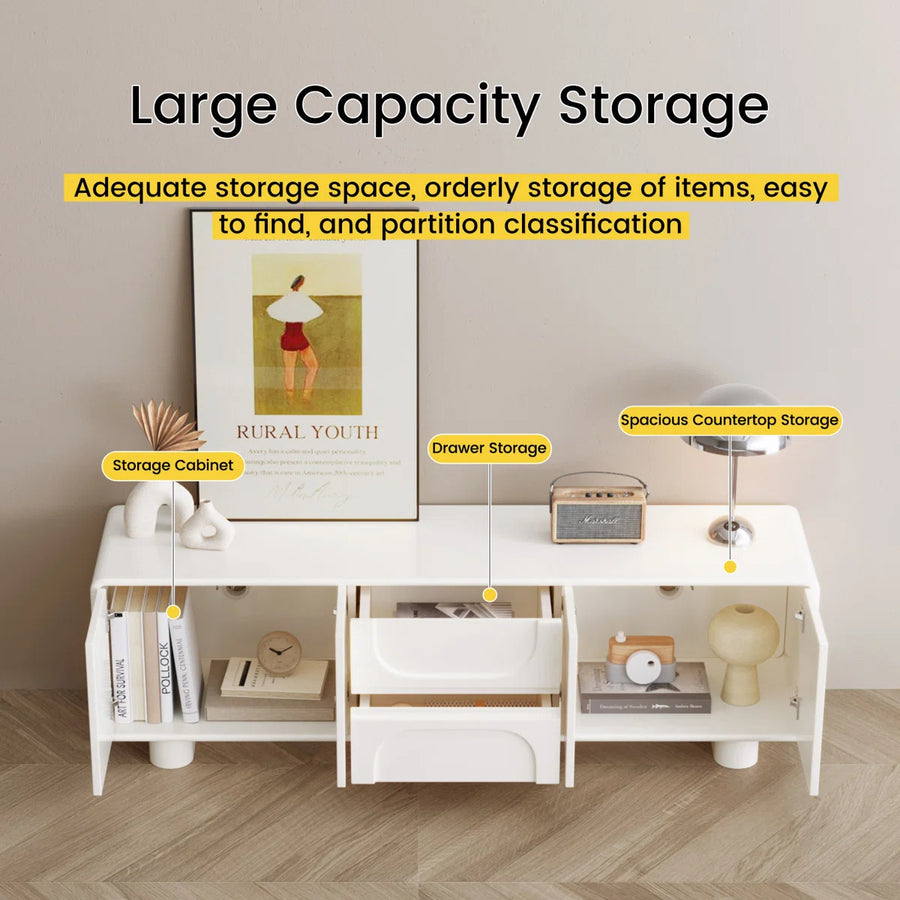 Modern Cream White TV Stand for up to 65" TVs,Entertainment Center for Living Room, image 9