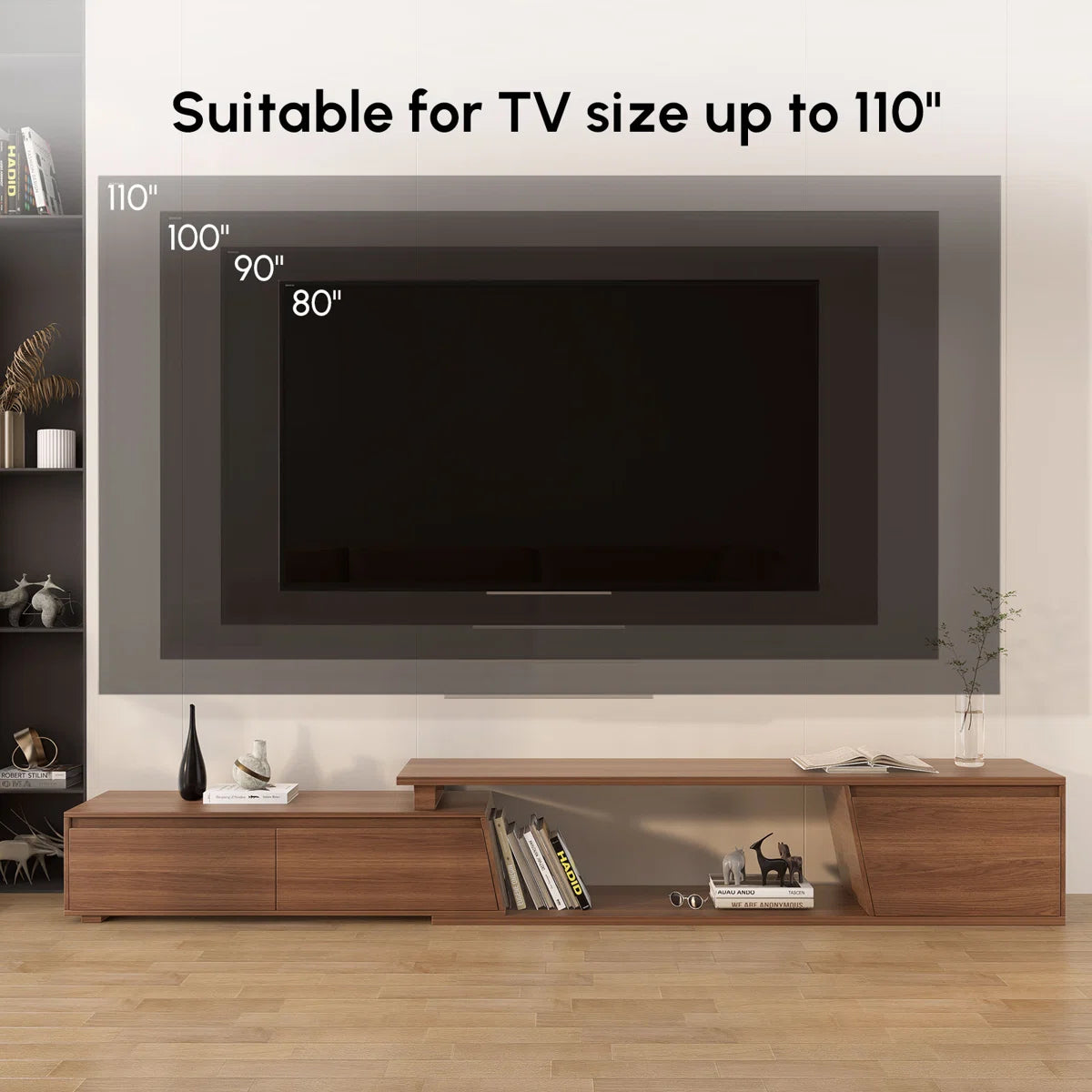 Sorev Extendable Mid-Century Modern TV Stand with Storage, image 2
