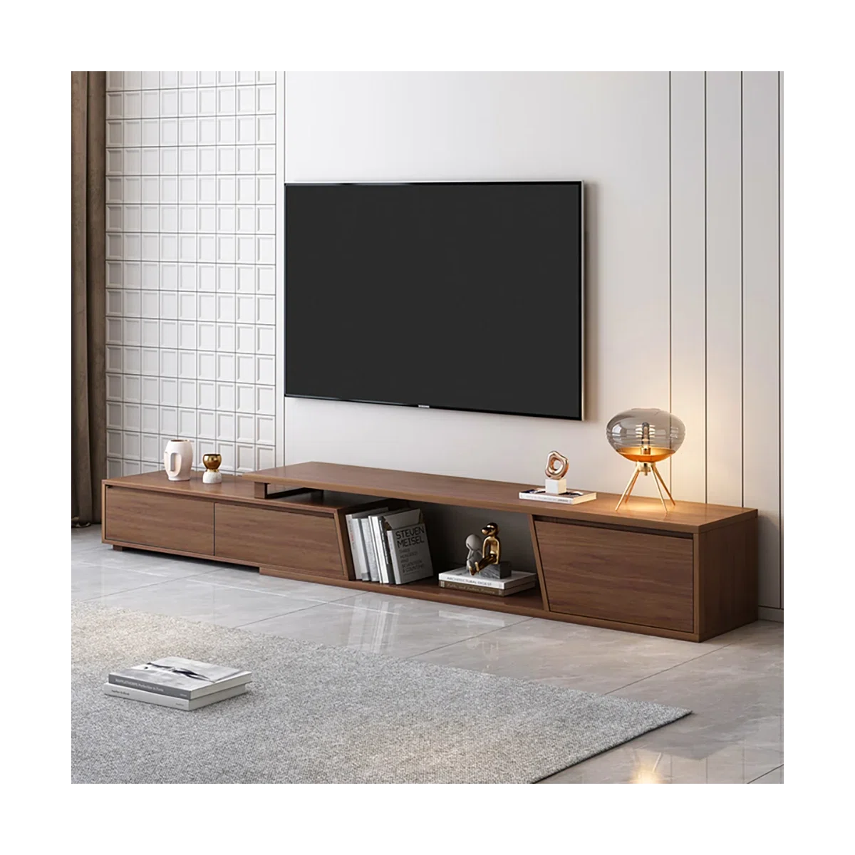 Sorev Extendable Mid-Century Modern TV Stand with Storage, image 7