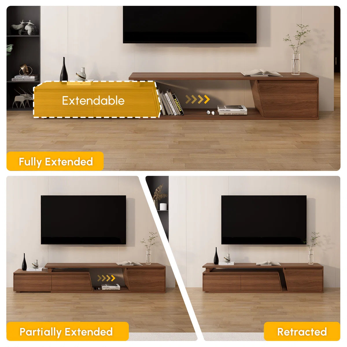 Sorev Extendable Mid-Century Modern TV Stand with Storage, image 8