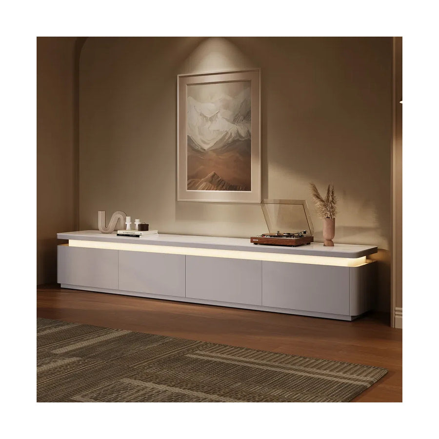 Zarelle Modern TV Stand with LED Lights & Sintered Stone Top