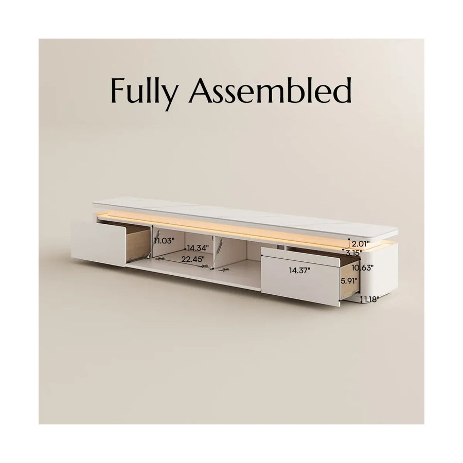Zarelle Modern TV Stand with LED Lights & Sintered Stone Top, image 2