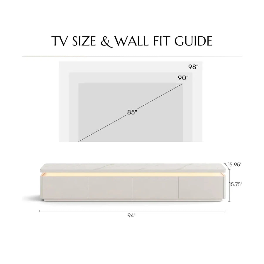 Zarelle Modern TV Stand with LED Lights & Sintered Stone Top, image 3