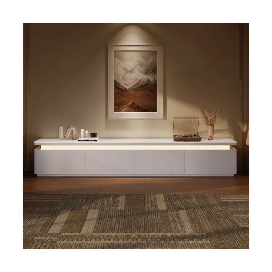 Zarelle Modern TV Stand with LED Lights & Sintered Stone Top, image 5