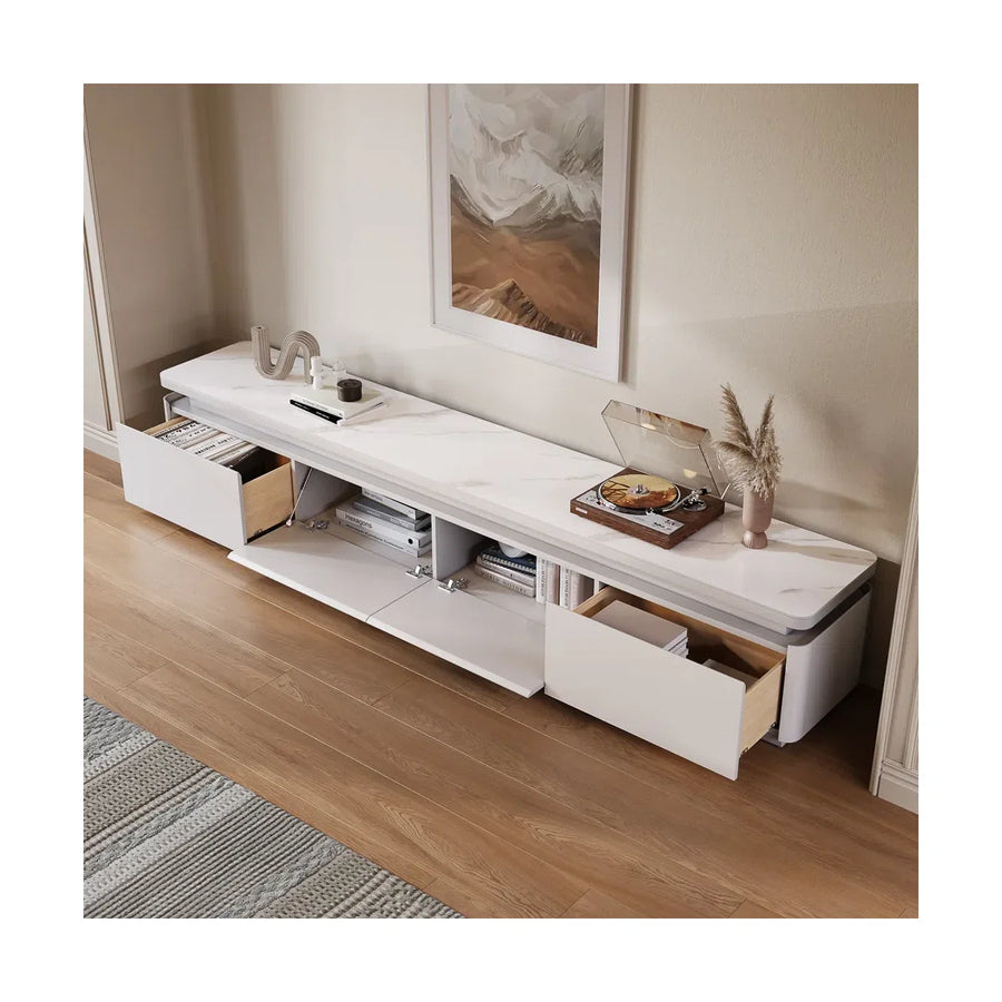 Zarelle Modern TV Stand with LED Lights & Sintered Stone Top, image 6