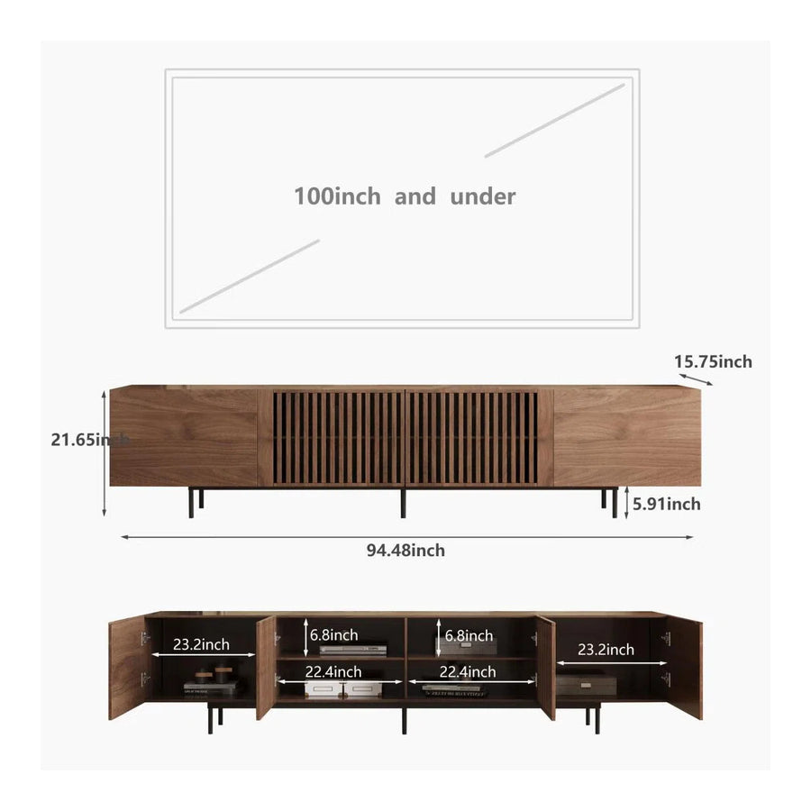 Marvello Mid-Century Modern TV Stand with Storage, image 4