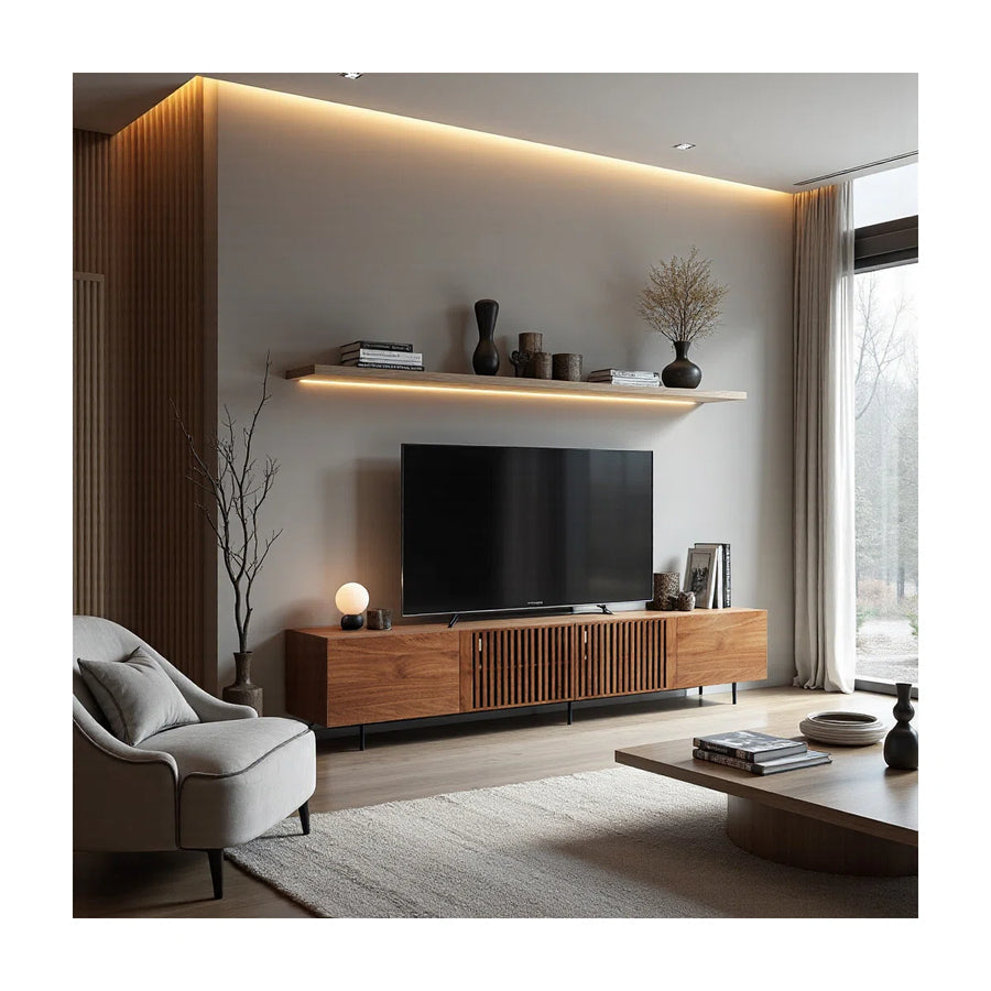 Marvello Mid-Century Modern TV Stand with Storage, image 9