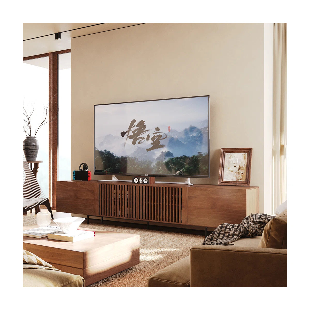 Marvello Mid-Century Modern TV Stand with Storage, image 11