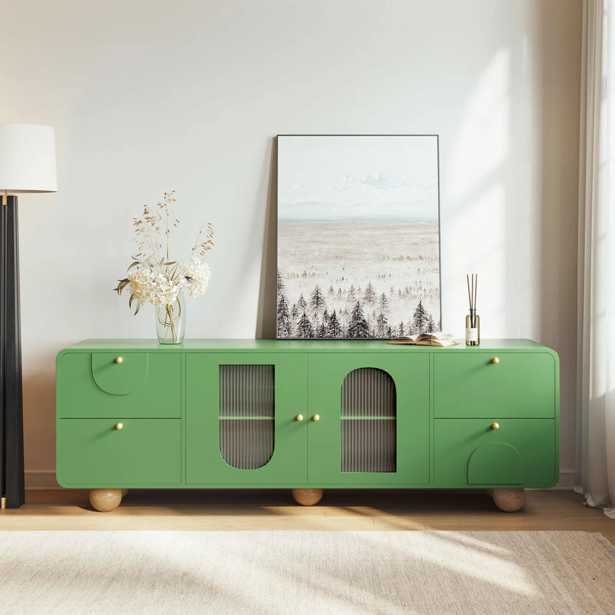 Elvara Modern Fluted Glass Sideboard & TV Console, image 11