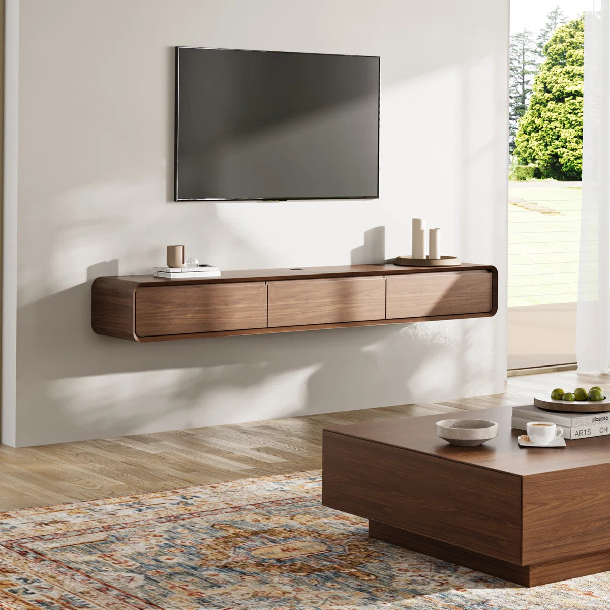 Orvian Modern Floating TV Stand with Storage, image 8