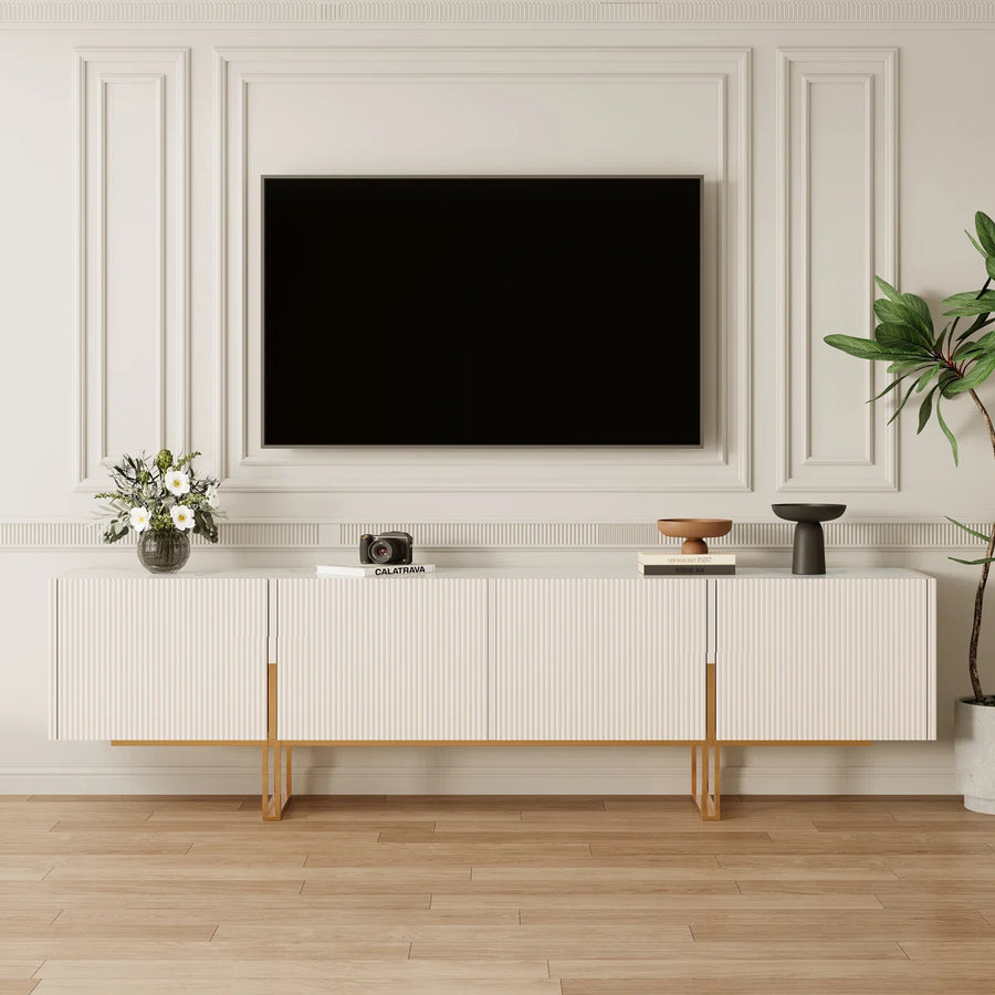 Velora Modern Luxury TV Stand with Faux Marble Top