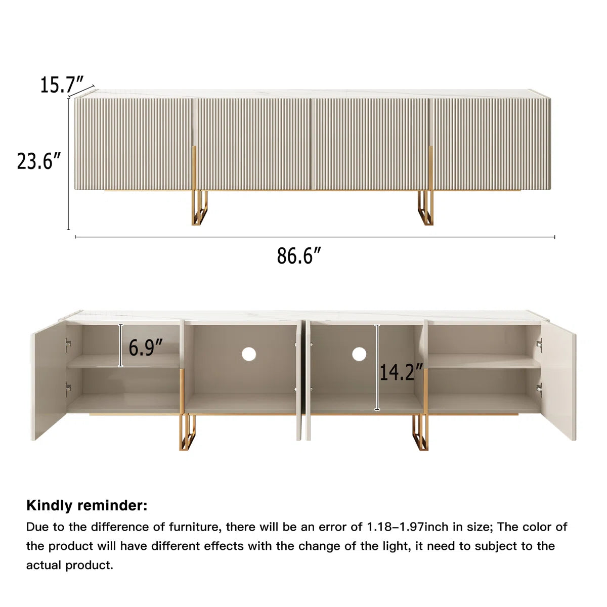 Velora Modern Luxury TV Stand with Faux Marble Top, image 2