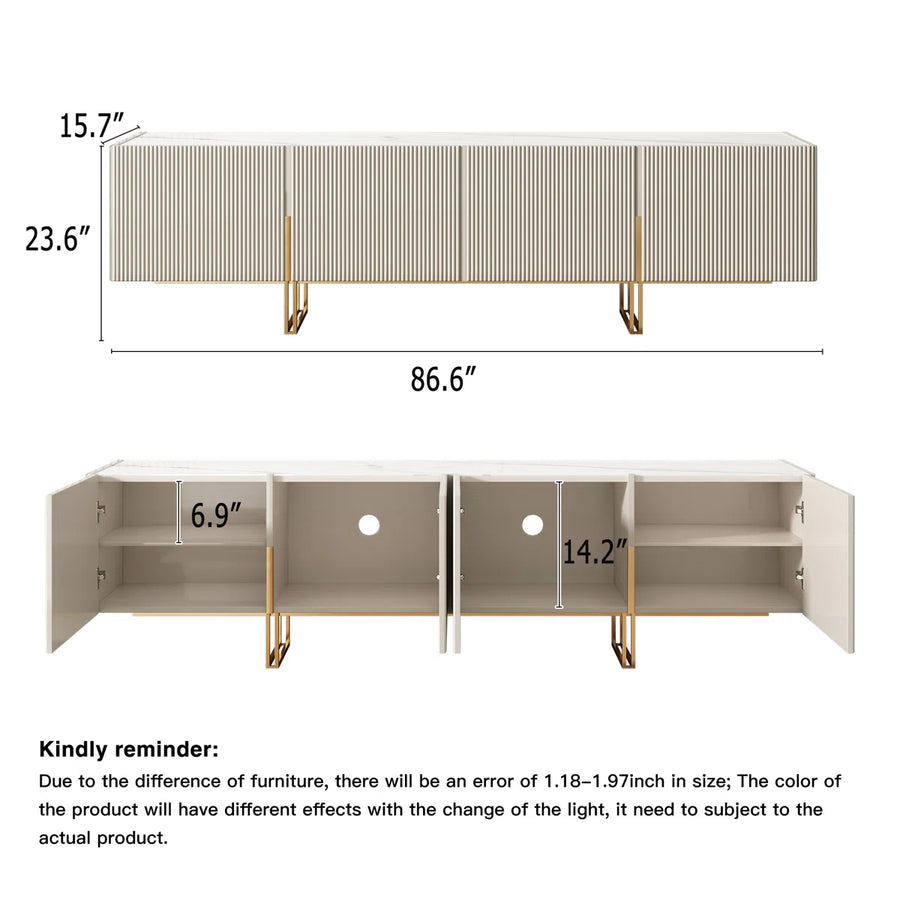 Velora Modern Luxury TV Stand with Faux Marble Top, image 2