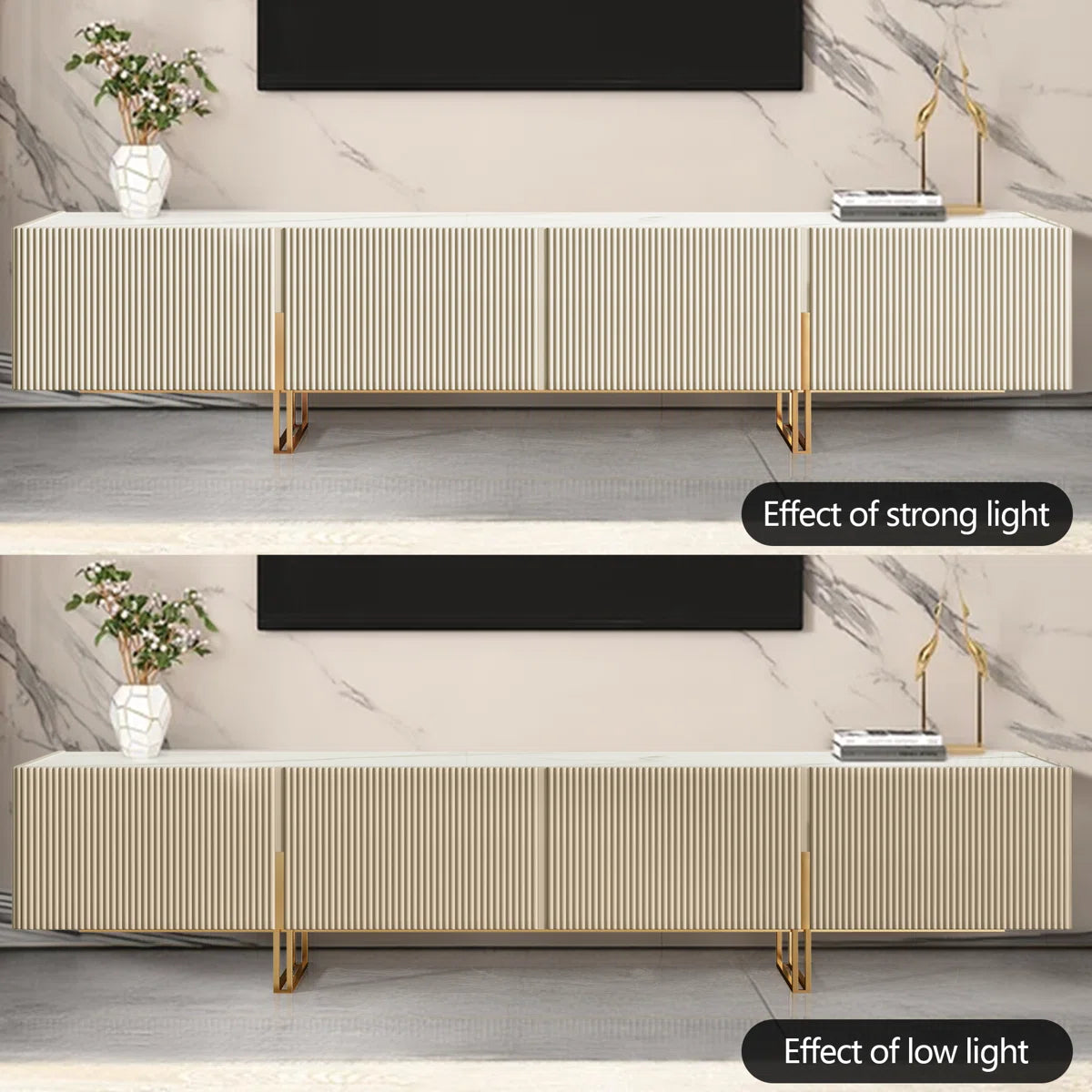 Velora Modern Luxury TV Stand with Faux Marble Top, image 4