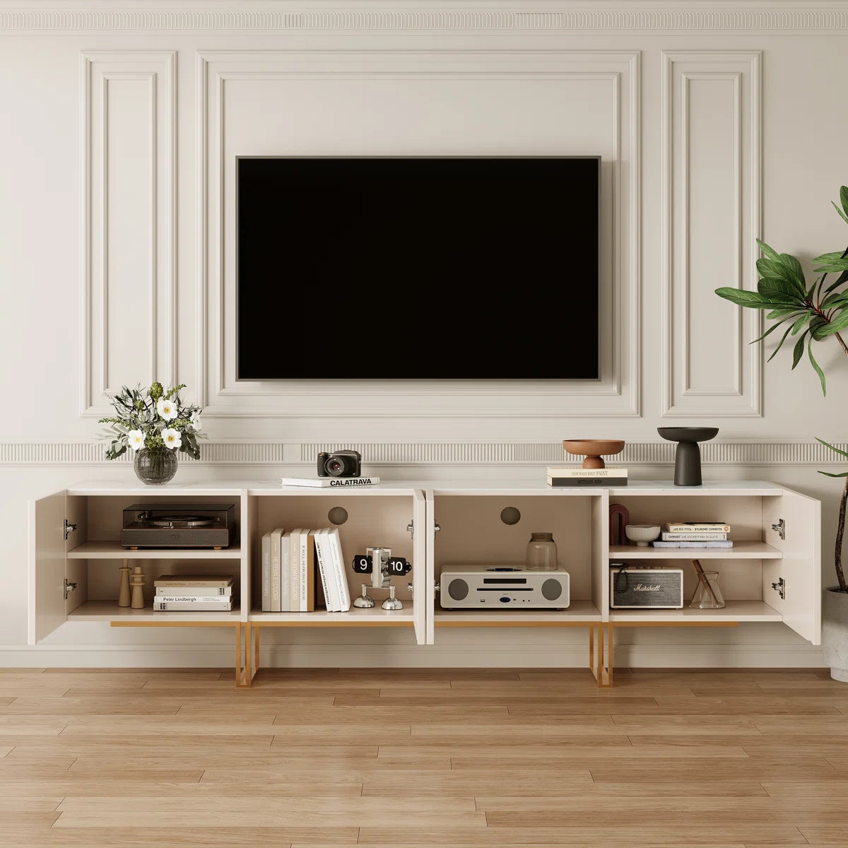 Velora Modern Luxury TV Stand with Faux Marble Top, image 7