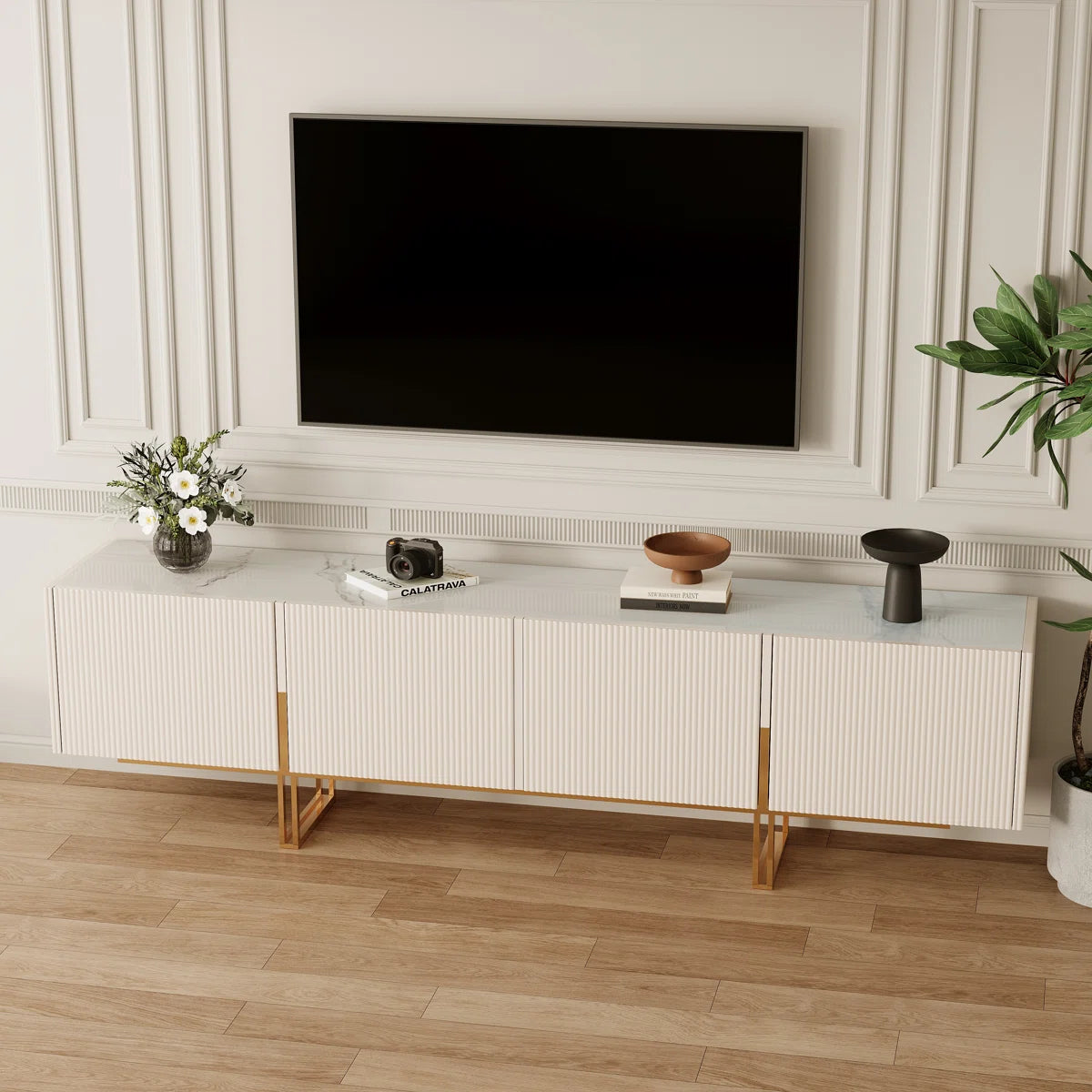 Velora Modern Luxury TV Stand with Faux Marble Top, image 10