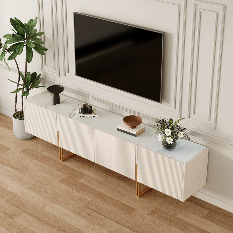Velora Modern Luxury TV Stand with Faux Marble Top, image 12