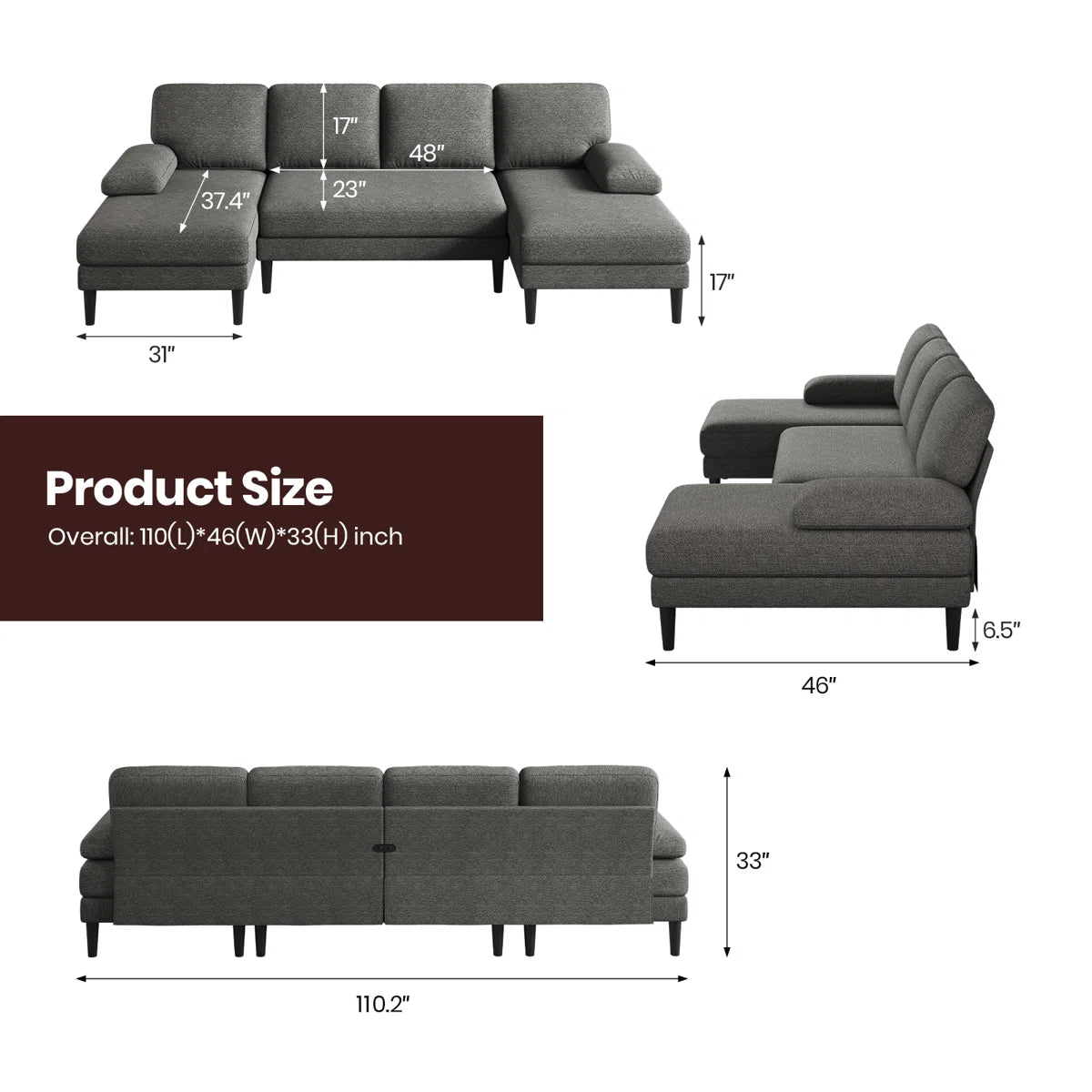 Harmony U-Shape Sectional Sofa, image 5