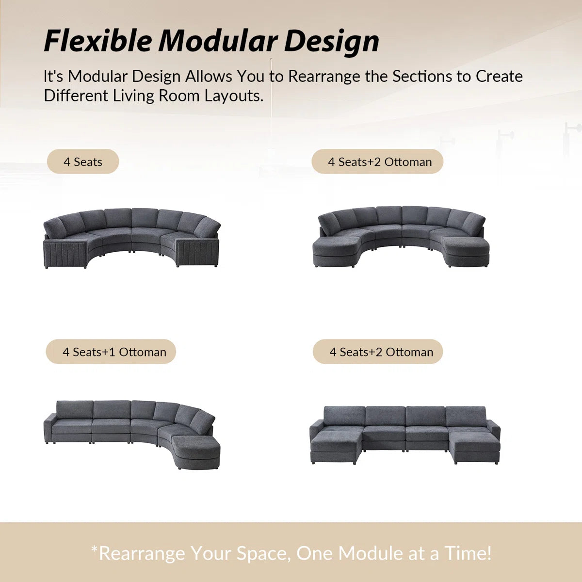 Lunaire Curve Sectional Sofa, image 2