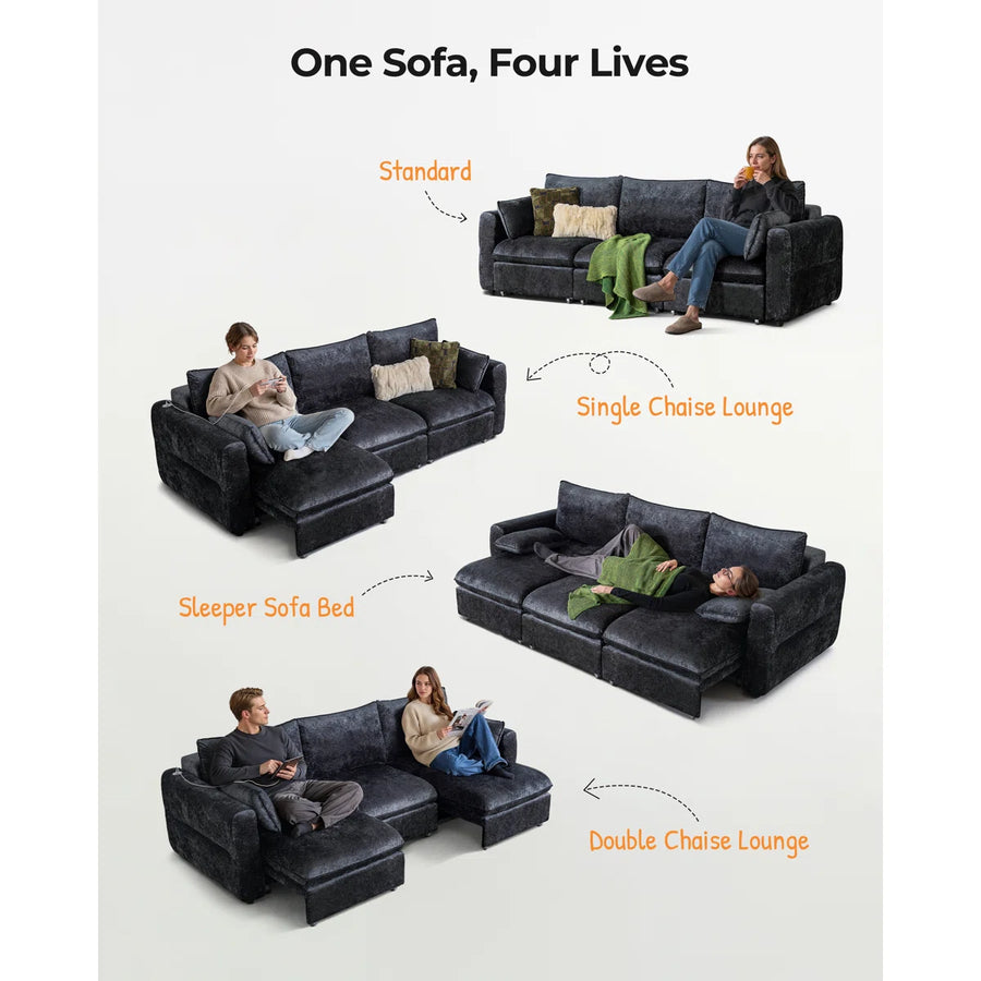 Glide Power Recliner Sofa Bed | 3-Seater Black Motorized Sofa, image 3