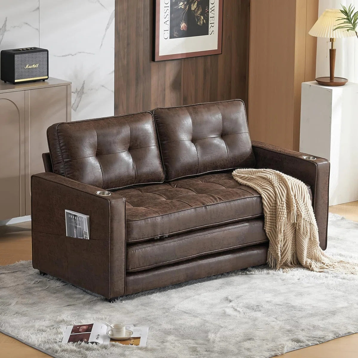 Baxter Convertible Leatherite Sofa