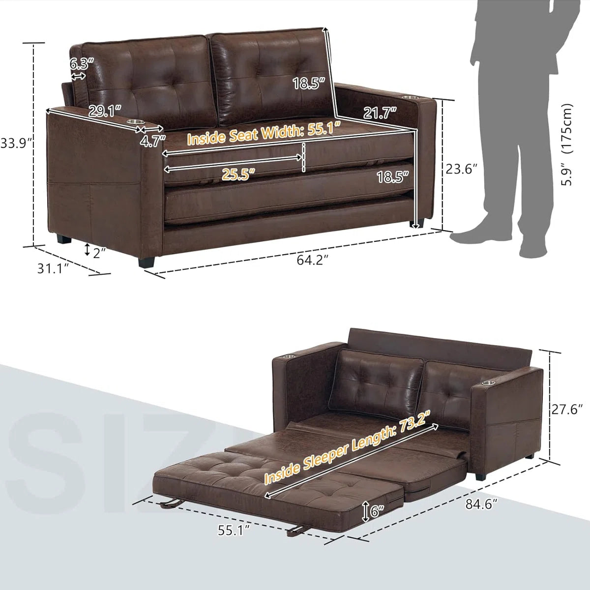 Baxter Convertible Leatherite Sofa, image 4