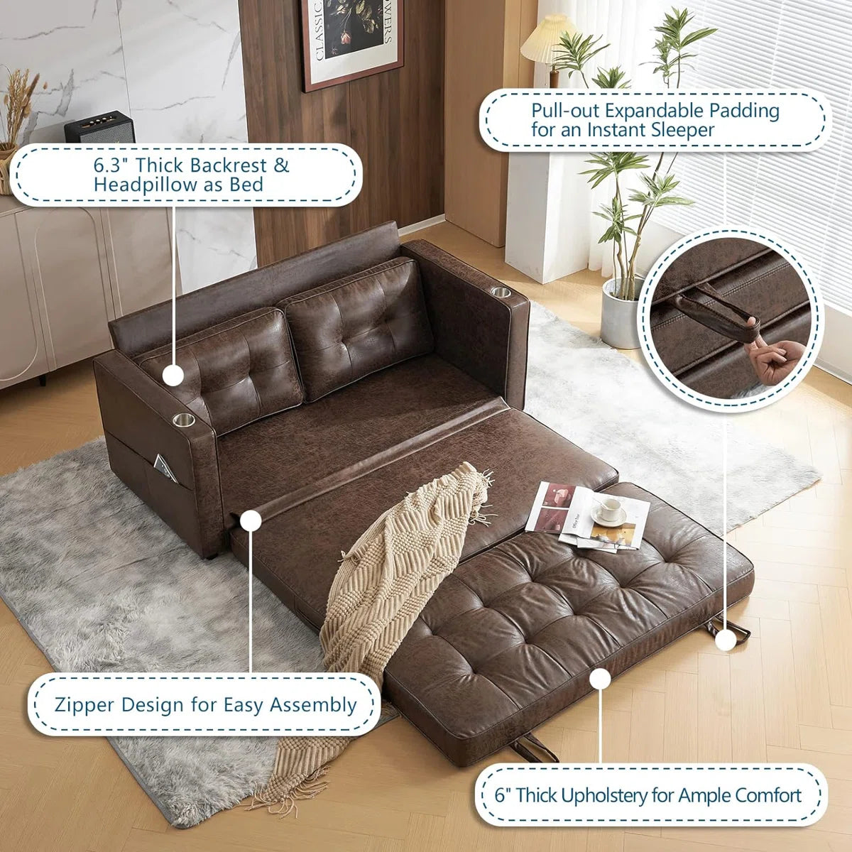 Baxter Convertible Leatherite Sofa, image 7