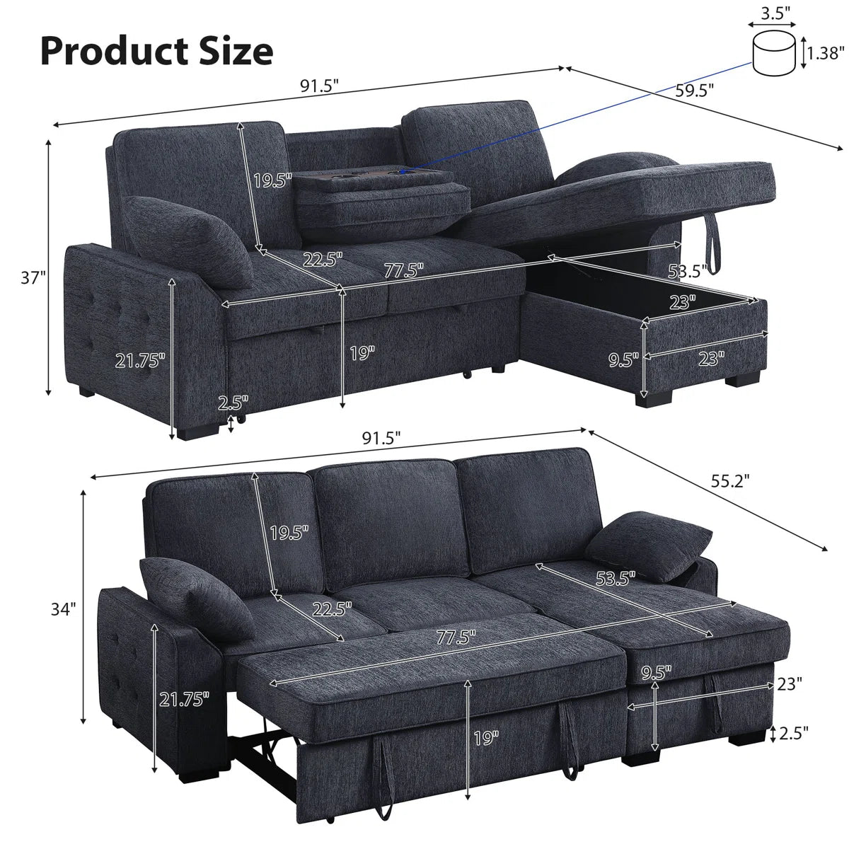 Grayson Storage Sleeper Sectional, image 6