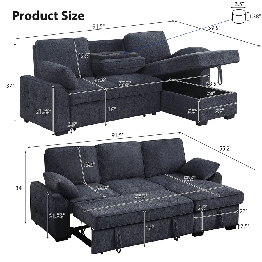 Grayson Storage Sleeper Sectional, image 6