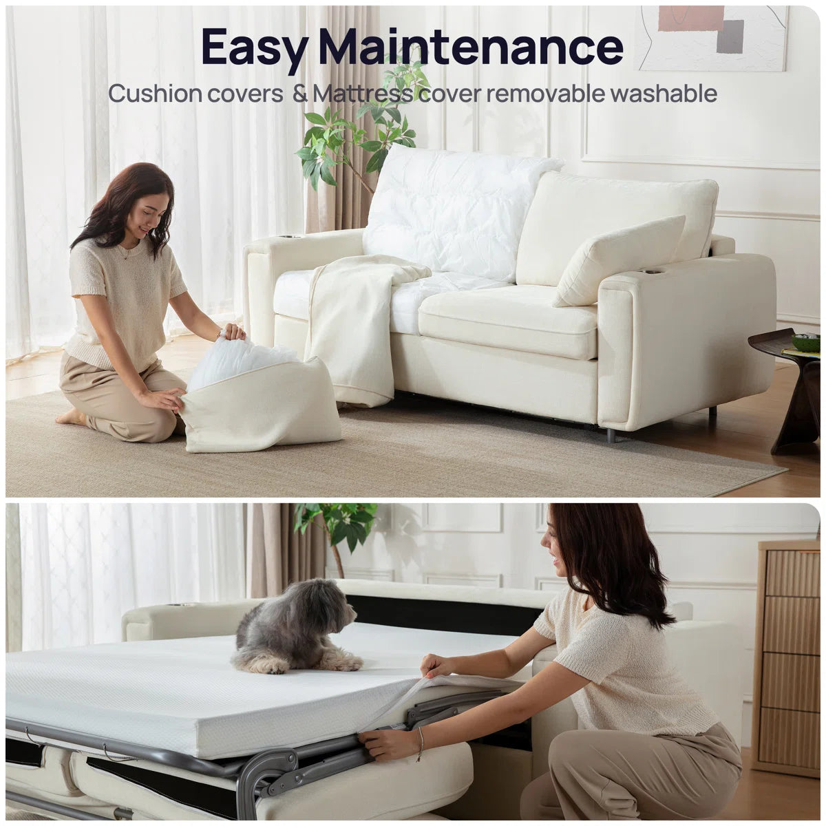 Viora Smart Pull-Out Sofa Bed with USB & Mattress, image 9