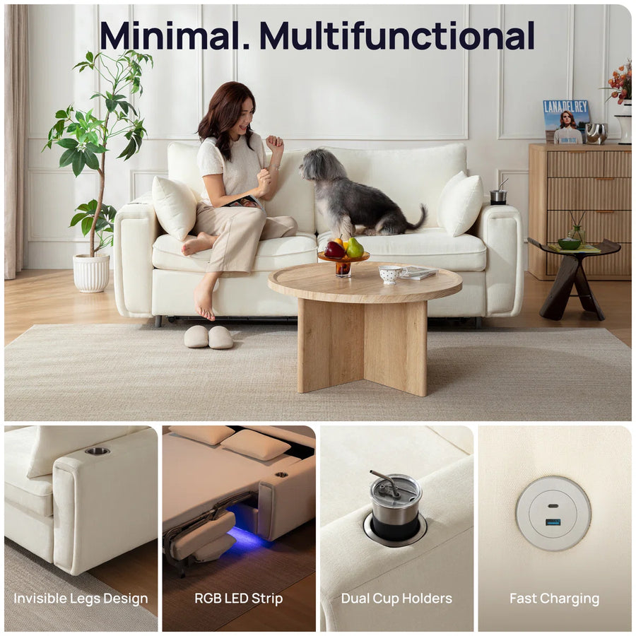 Viora Smart Pull-Out Sofa Bed with USB & Mattress, image 11