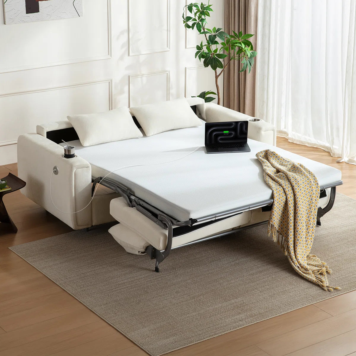 Viora Smart Pull-Out Sofa Bed with USB & Mattress, image 2