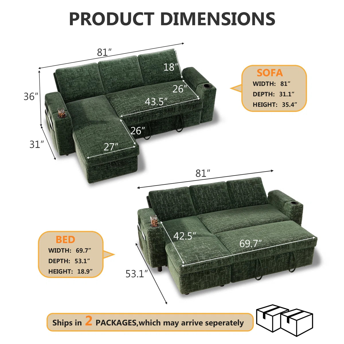 Camden Storage Sleeper Sofa, image 4