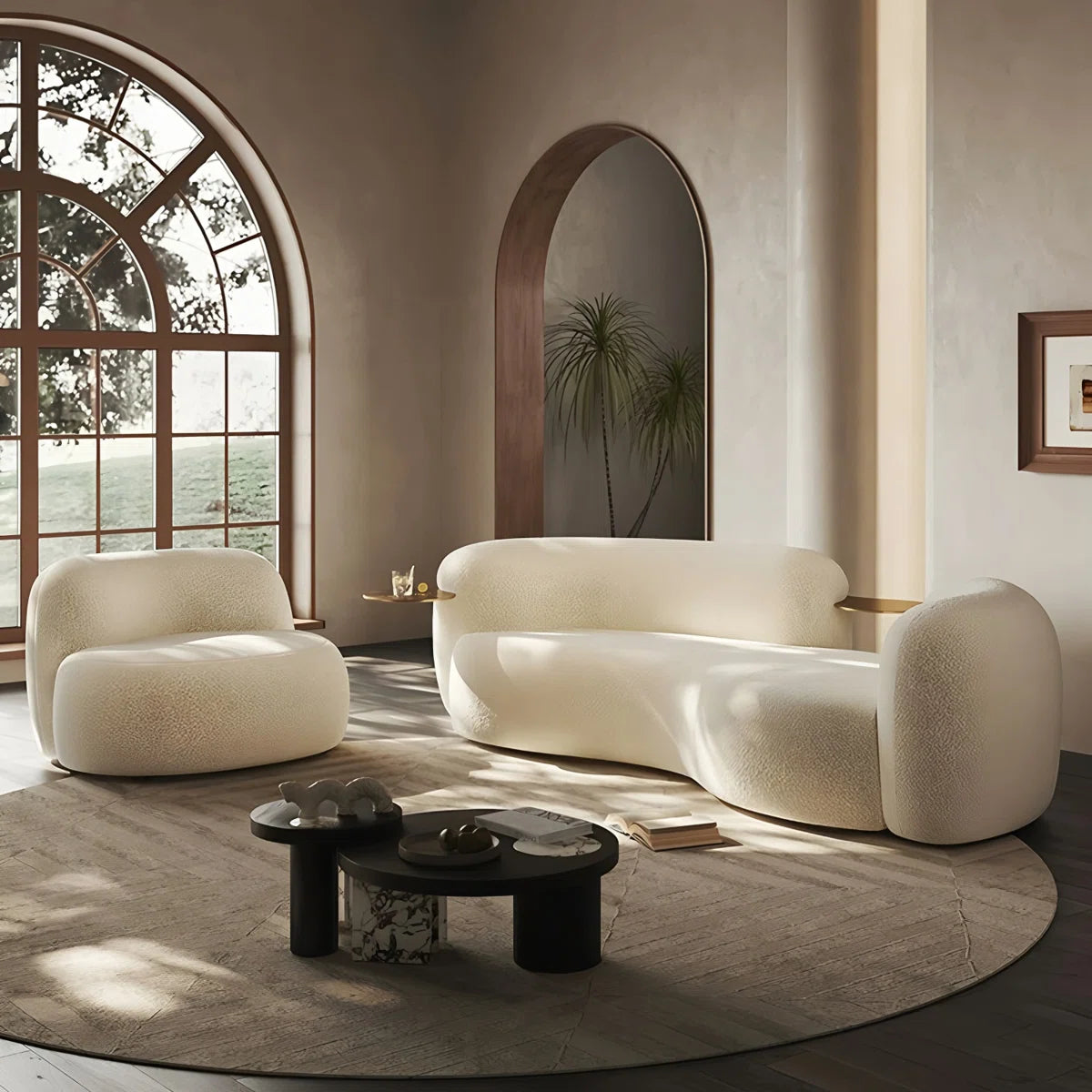 Curved Modern Sofa with Built-in Gold Tray, 102" Long, 3-Seater for Apartments and Small Homes – No Assembly Required, image 6