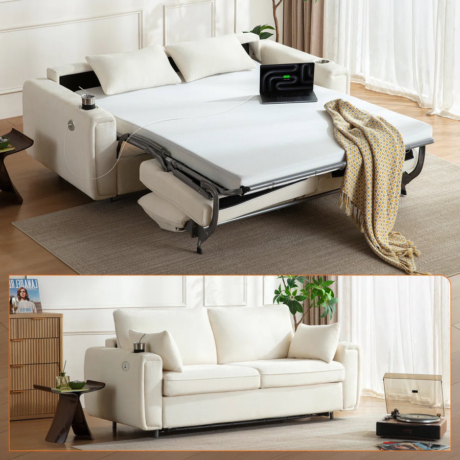 Viora Smart Pull-Out Sofa Bed with USB & Mattress
