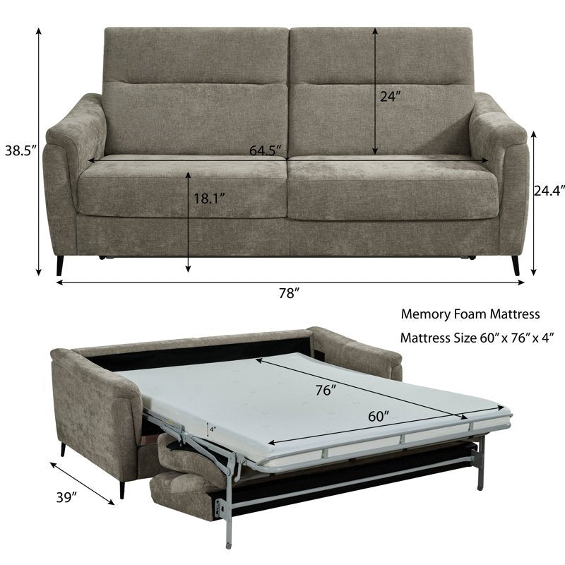 Luno Queen Sleeper Sofa Bed with Mattress, image 3