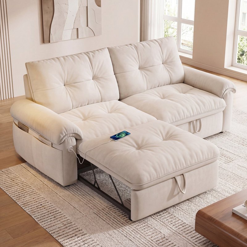 Nero Extendable Sofa Bed with Pocket Storage & USB Charging