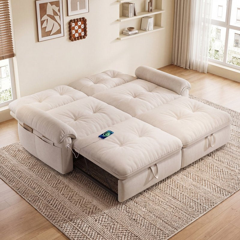 Nero Extendable Sofa Bed with Pocket Storage & USB Charging, image 3